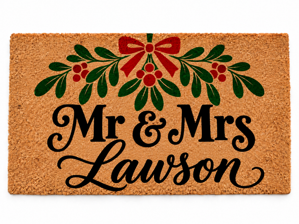 Personalised Mr & Mrs Christmas Doormat