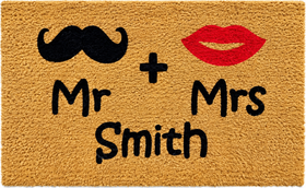 Mr & Mrs - black moustache & red lips