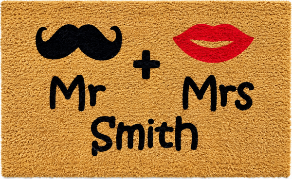 Mr & Mrs - black moustache & red lips
