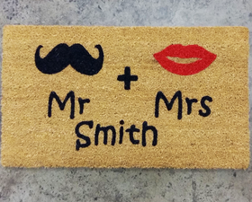 Mr & Mrs - black moustache & red lips